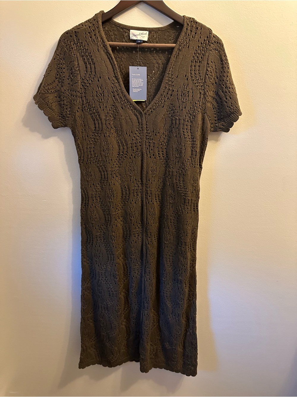 #356 Universal Thread Olive Brown V-Neck Knit Dress